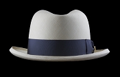 Homburg genuine Panama hat - front view blue ribbon